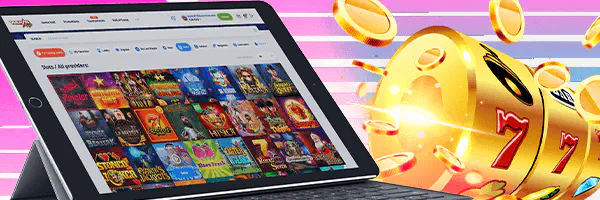 Slots page on a tablet at the Vulkan Vegas site -ul